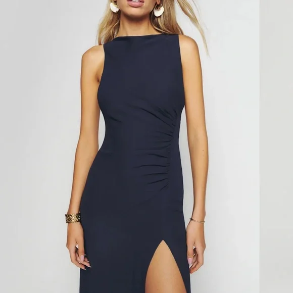 NWOT Reformation Senna Dress (Navy) - Picture 1 of 8